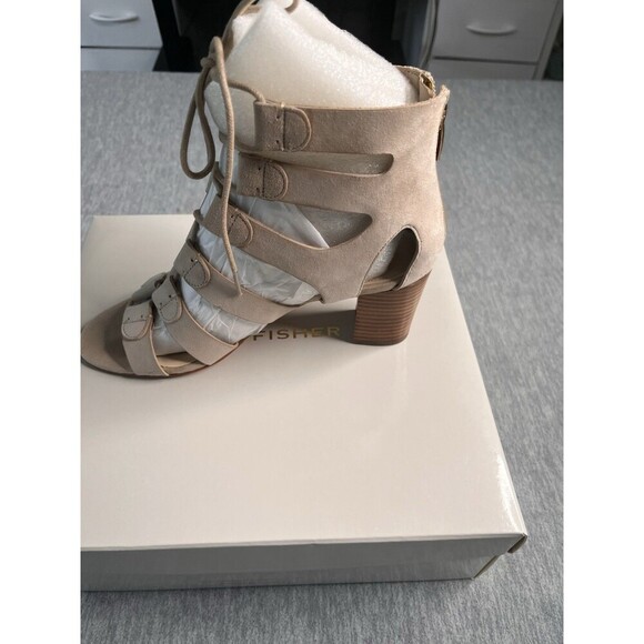 Marc Fisher Women's 'PARADOX' Light Natural Suede Lace-Up Sandals Size 7,5 M New - Picture 3 of 6